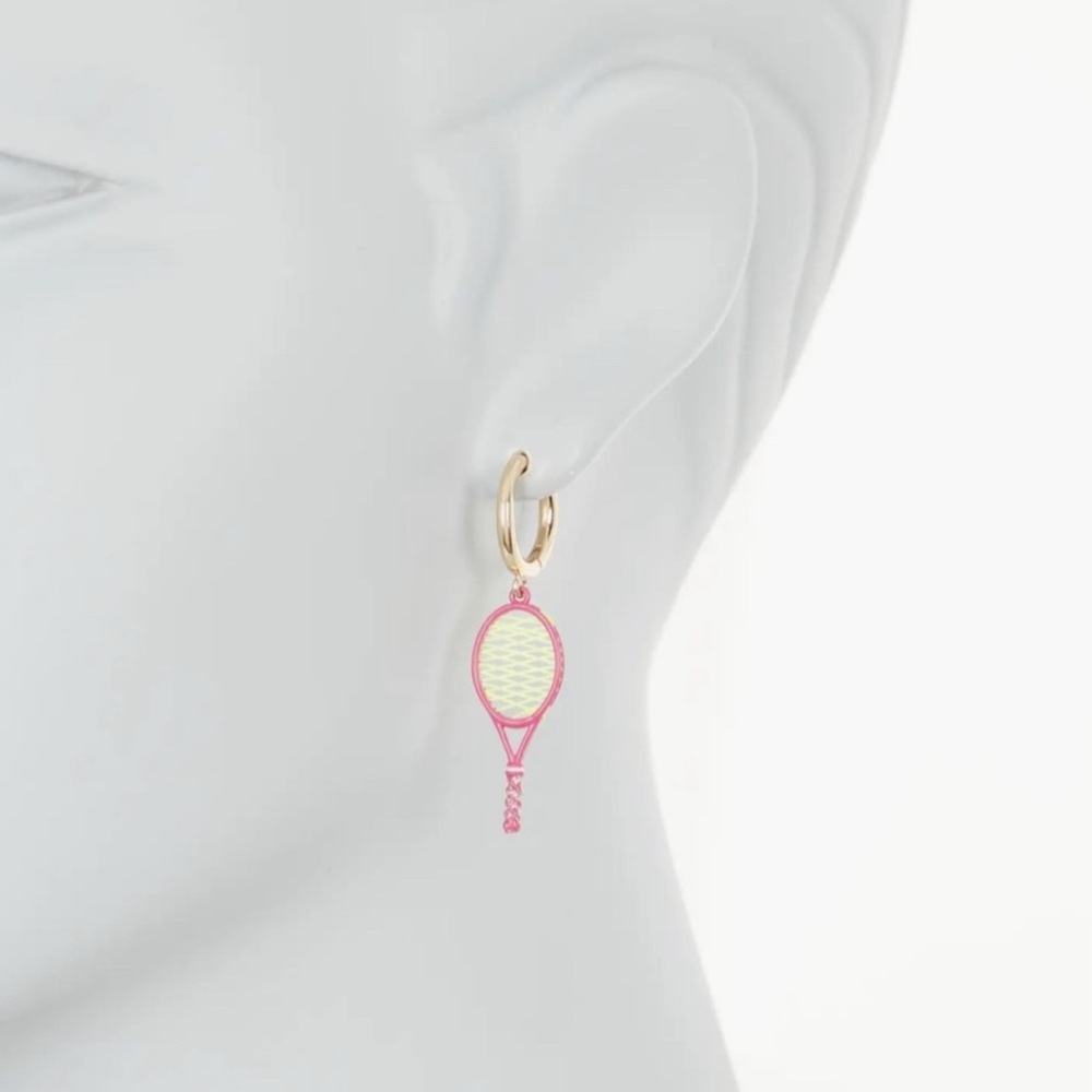 BaubleBar Tennis Earrings Set Ball Studs Racket Hoops New In Box - Picture 10 of 10